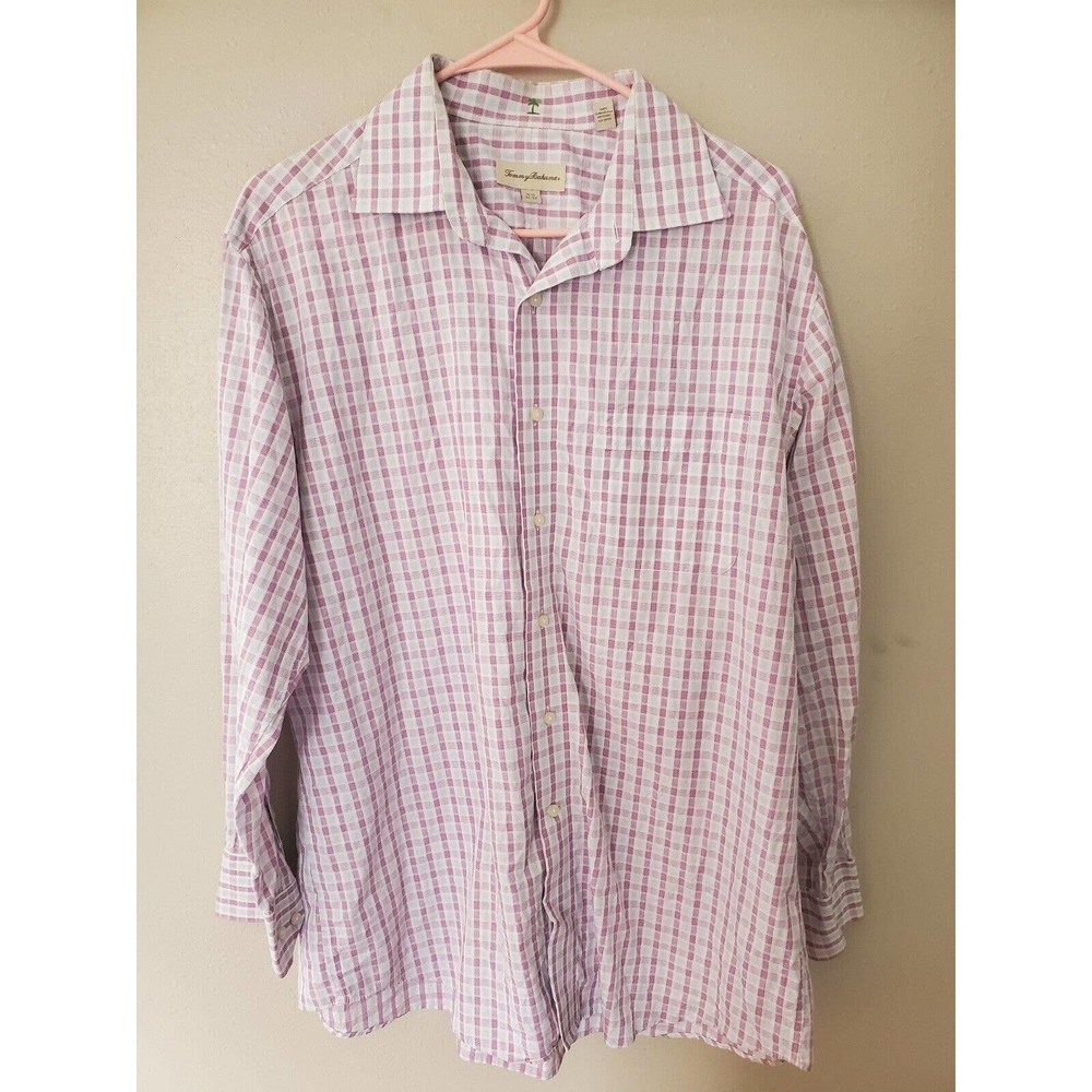 Men's Tommy Bahama 100% Cotton Long Sleeve Pink Striped Button Up Sz 32-33